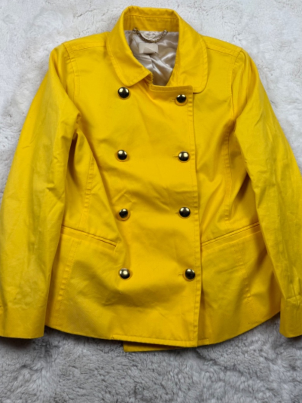 J. Crew Yellow Trudy Spring Double Breasted Peacoat Women's Size 12